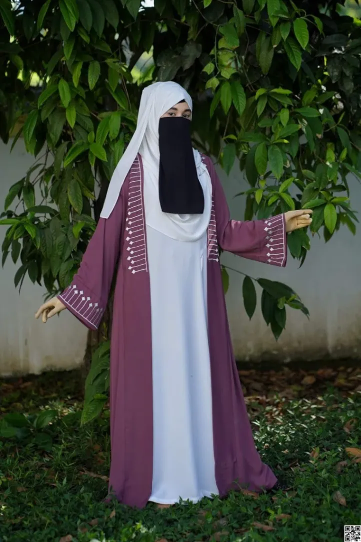 Premium Dubai Cherry Embroidered Borka - jGxvG