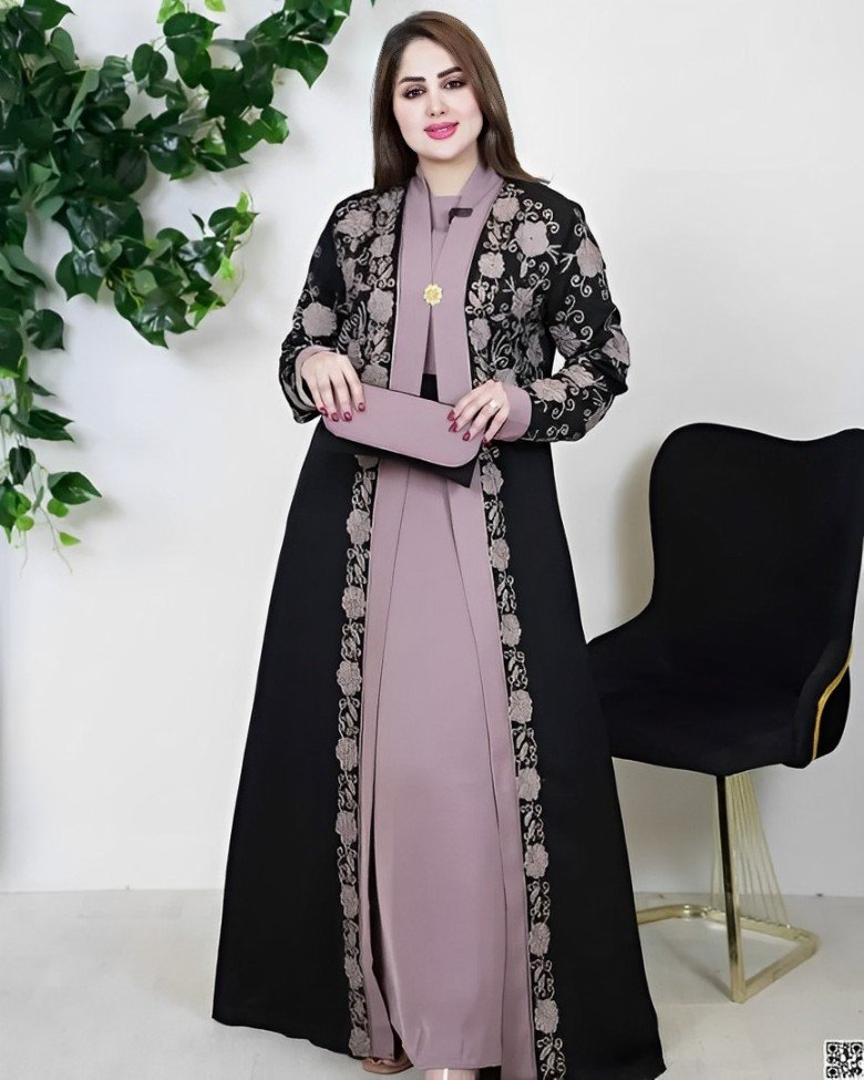 Rose Floral Embroidered and Stone Work Borka - e6sym