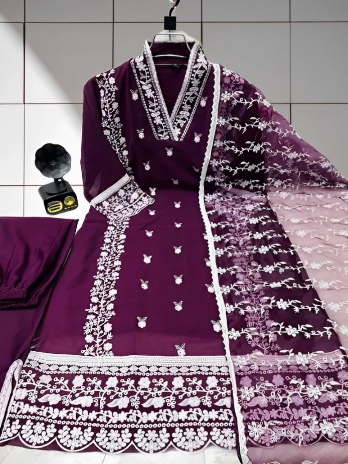 Embroidered Georgette Kameez Set - 81yHk