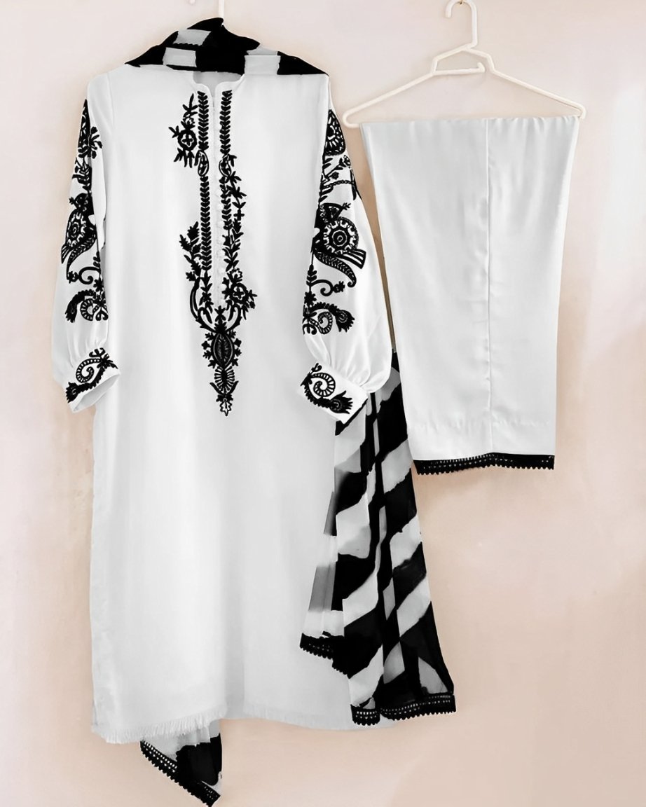 Readymade Embroidered Georgette Kameez Set - AQ2TR