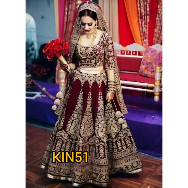 Semi-Stitched Georgette Embroidery Work Lehenga For Women KIN51- P0208