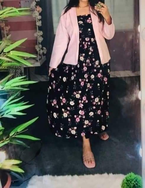 Western Denim style Ladies Blazer Gown Tops