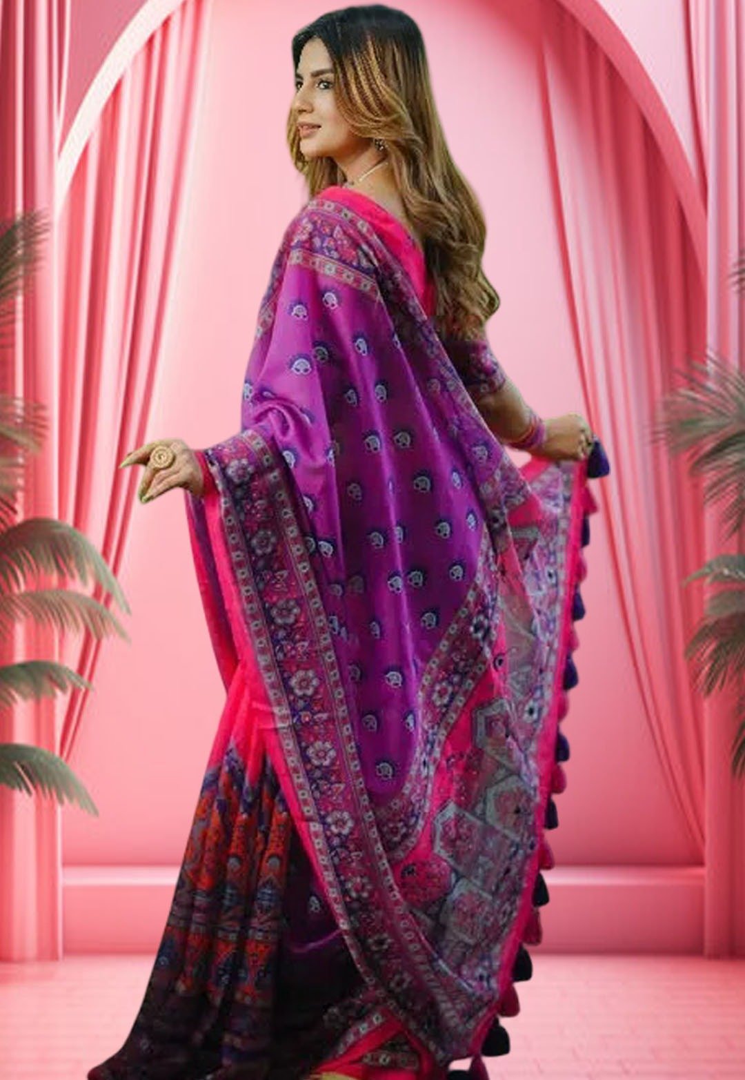 Digital Print Sharee with Blouse Piece-P0245