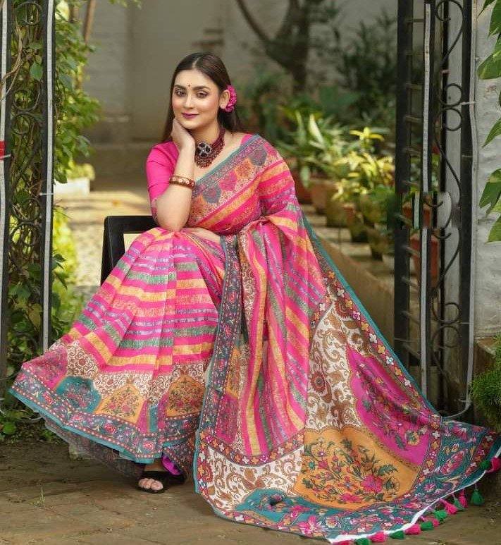 Digital Print Sharee with Blouse Piece-P0264