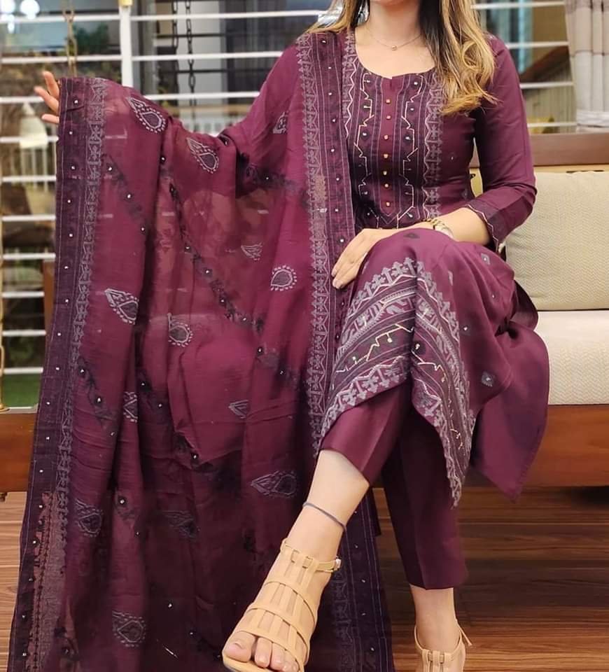 Block Print Three Piece- P0294
