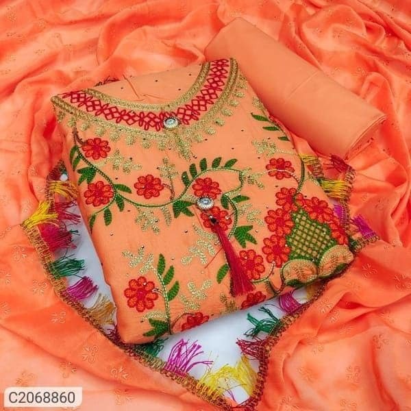 কাশ্মীরী আড়ি এম্ব্রডারী থ্রি-পিচ।-P0331