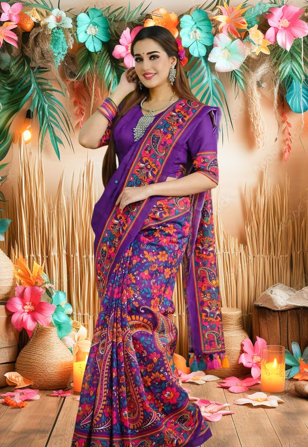 Digital Print Sharee with Blouse Piece-P0338