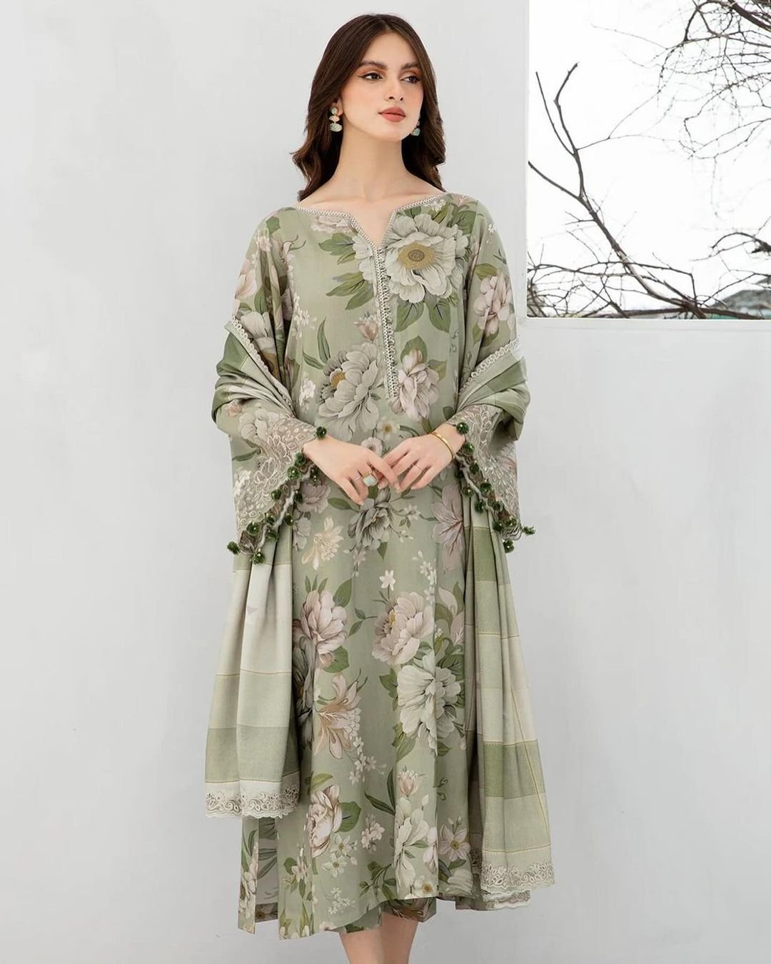 premium quality digital print olive 3pices- P0405