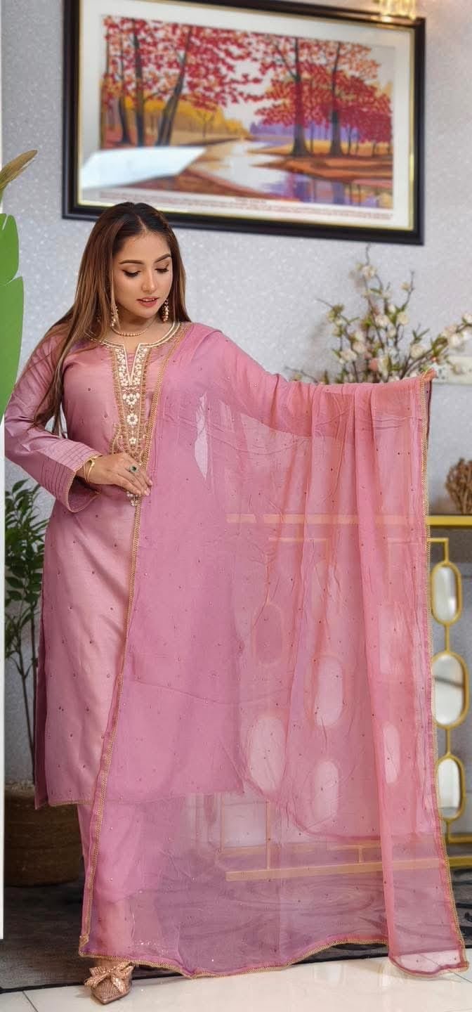 Embroidery Three Piece- P0424