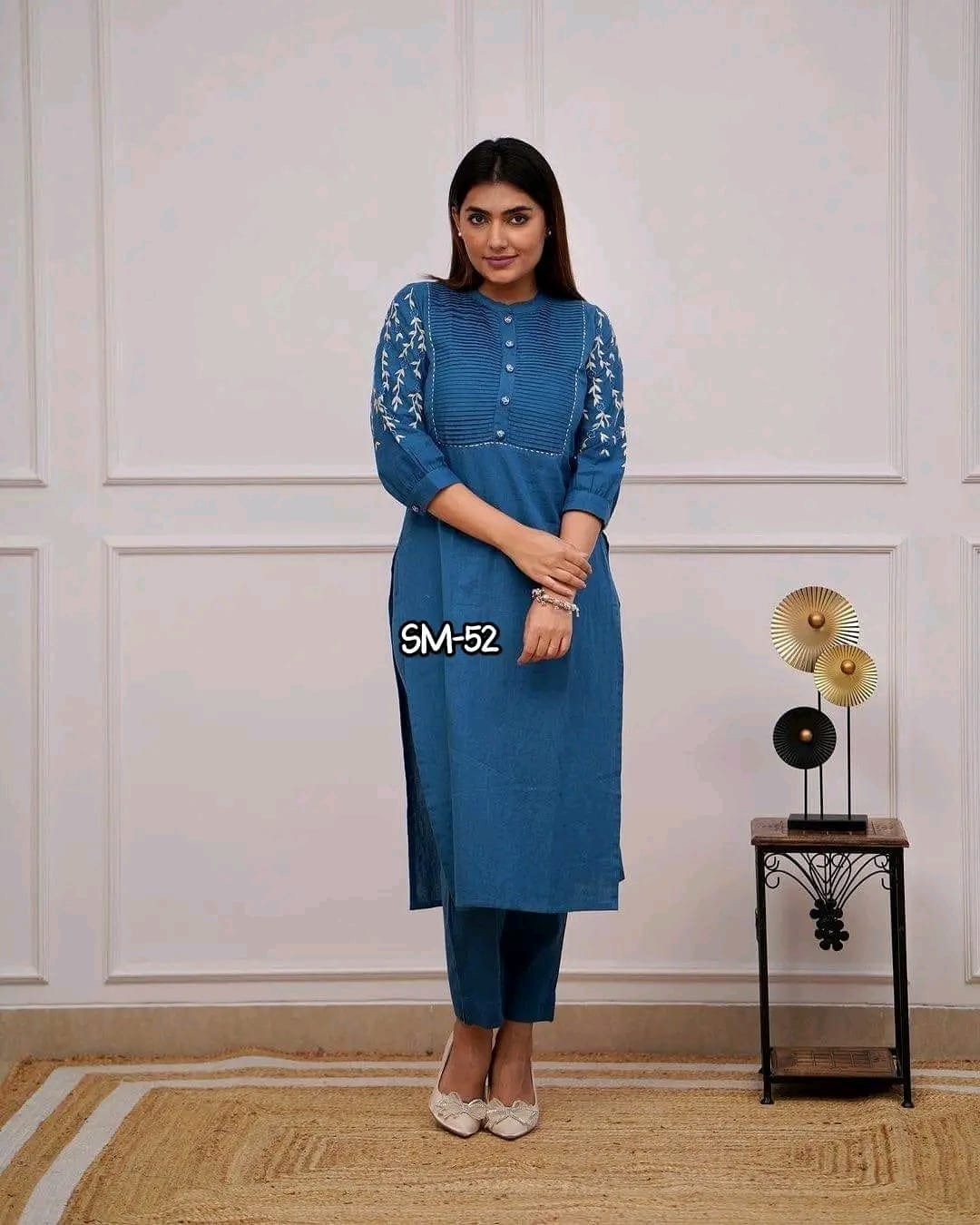 Linen Embroidery Two Piece- P0442