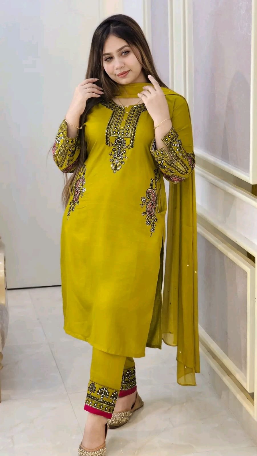 Sequence Embroidery Three Piece-P0443