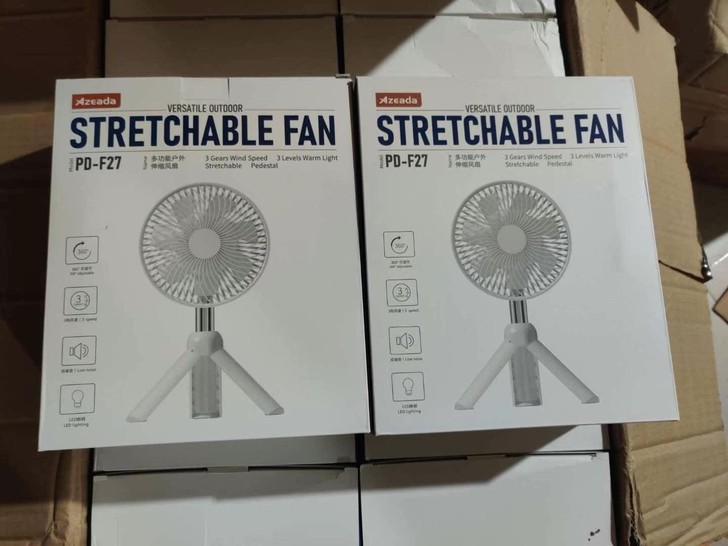 AZEADA PD-F27 Rechargeable Fan with Tripod Stand- Green Color